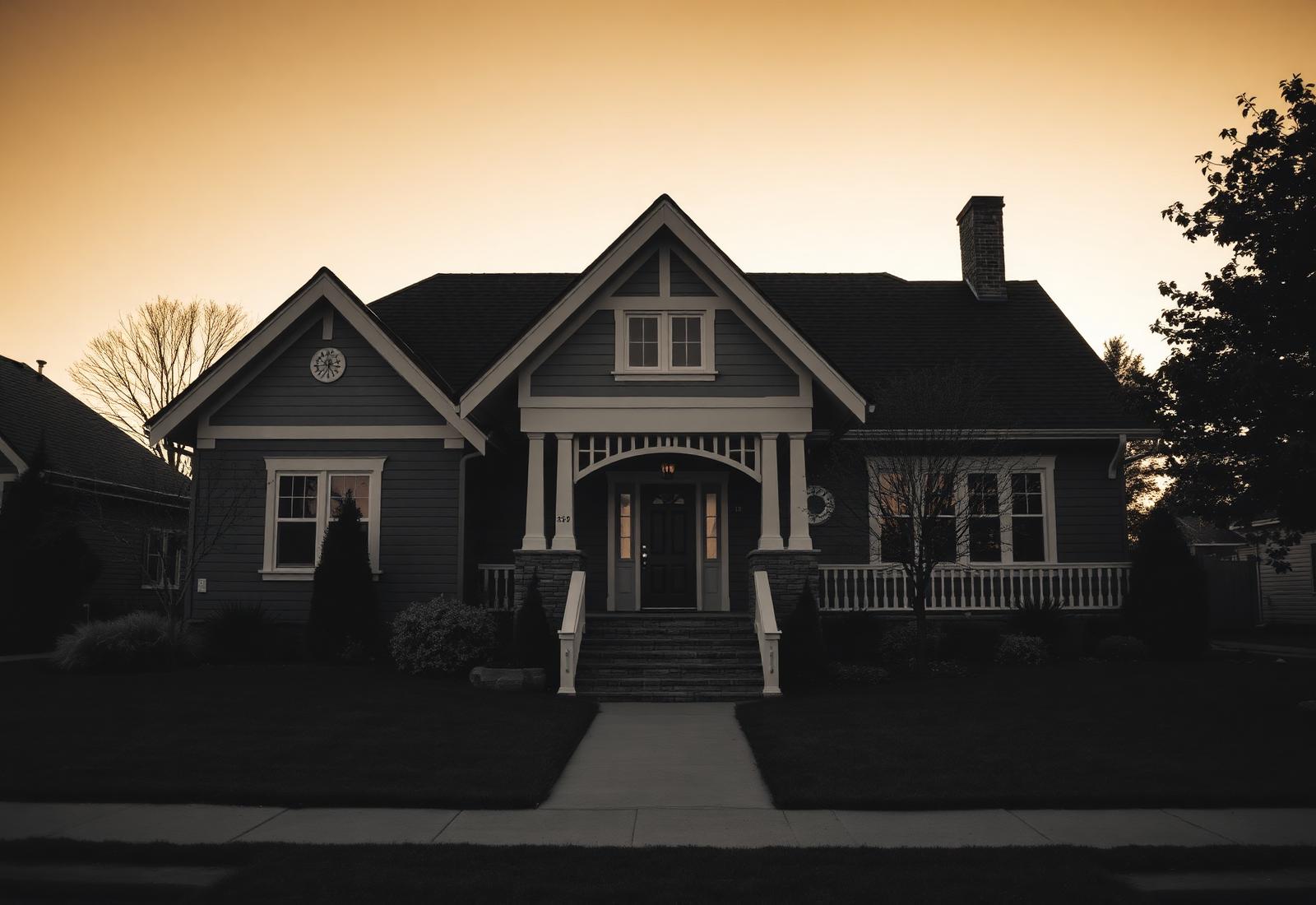 Craftsman home in Wichita Kansas at golden hour
